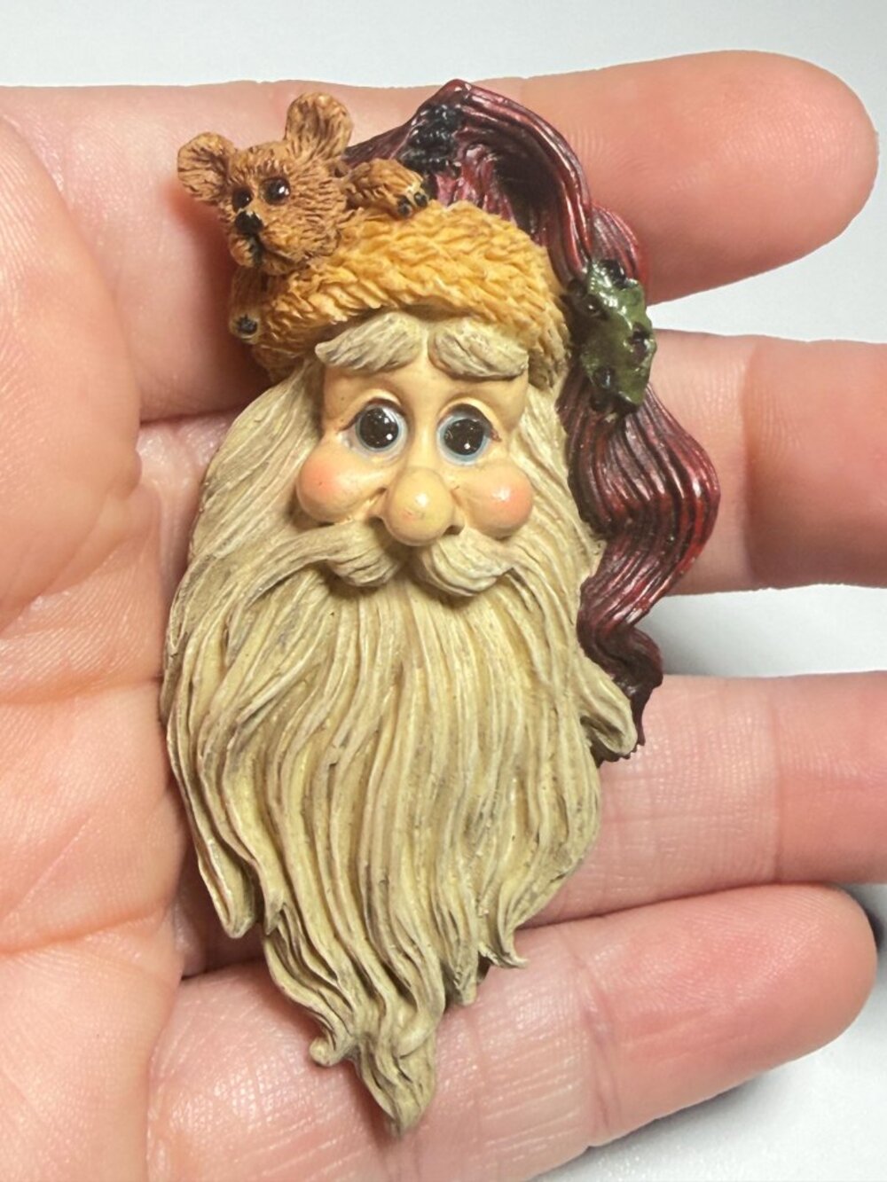 Boyds Bears Santa Resin Vintage Brooch 2.5 inches